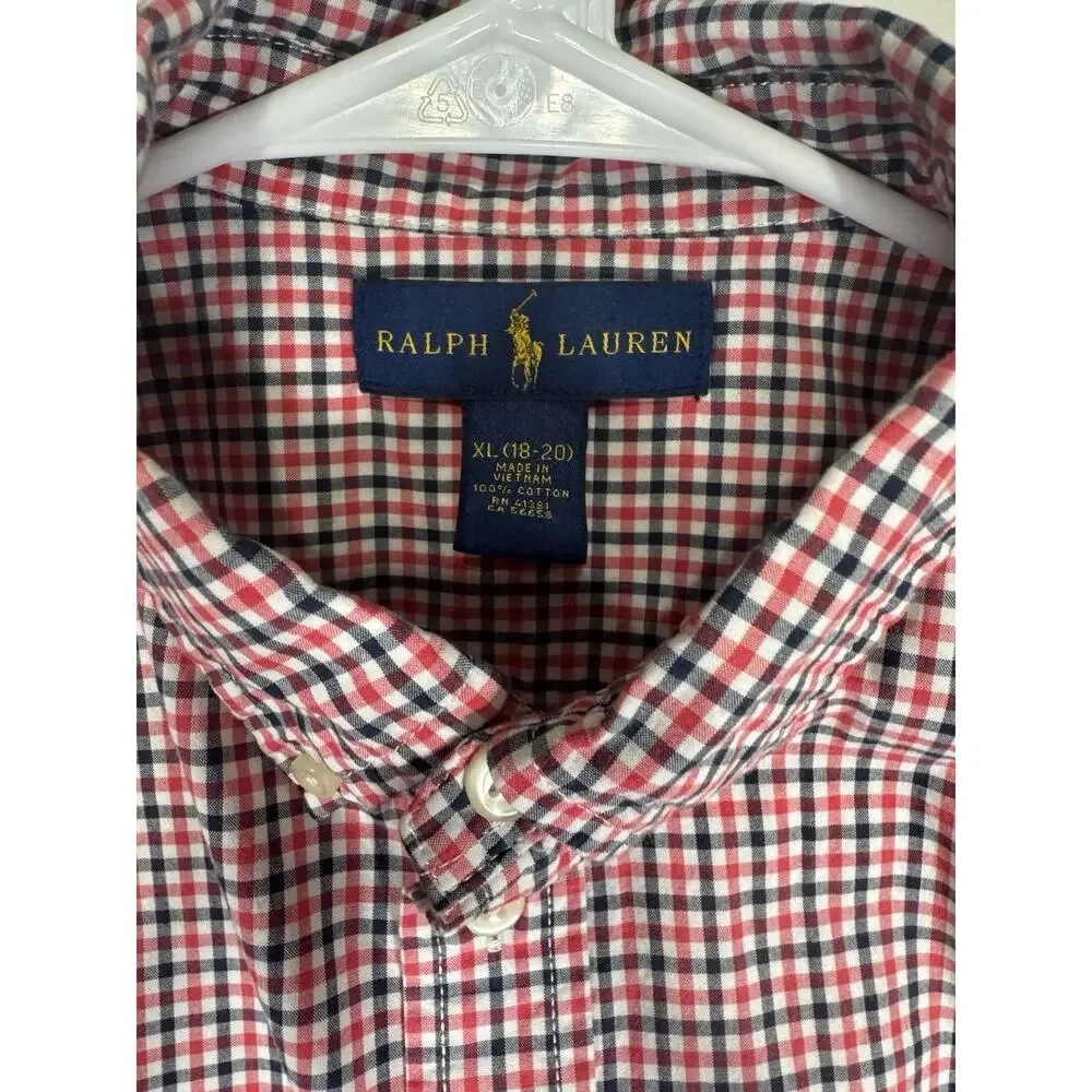 Boys Classic‎ Plaid Ralph Lauren Long Sleeve Button Down Size XL (18/20)
